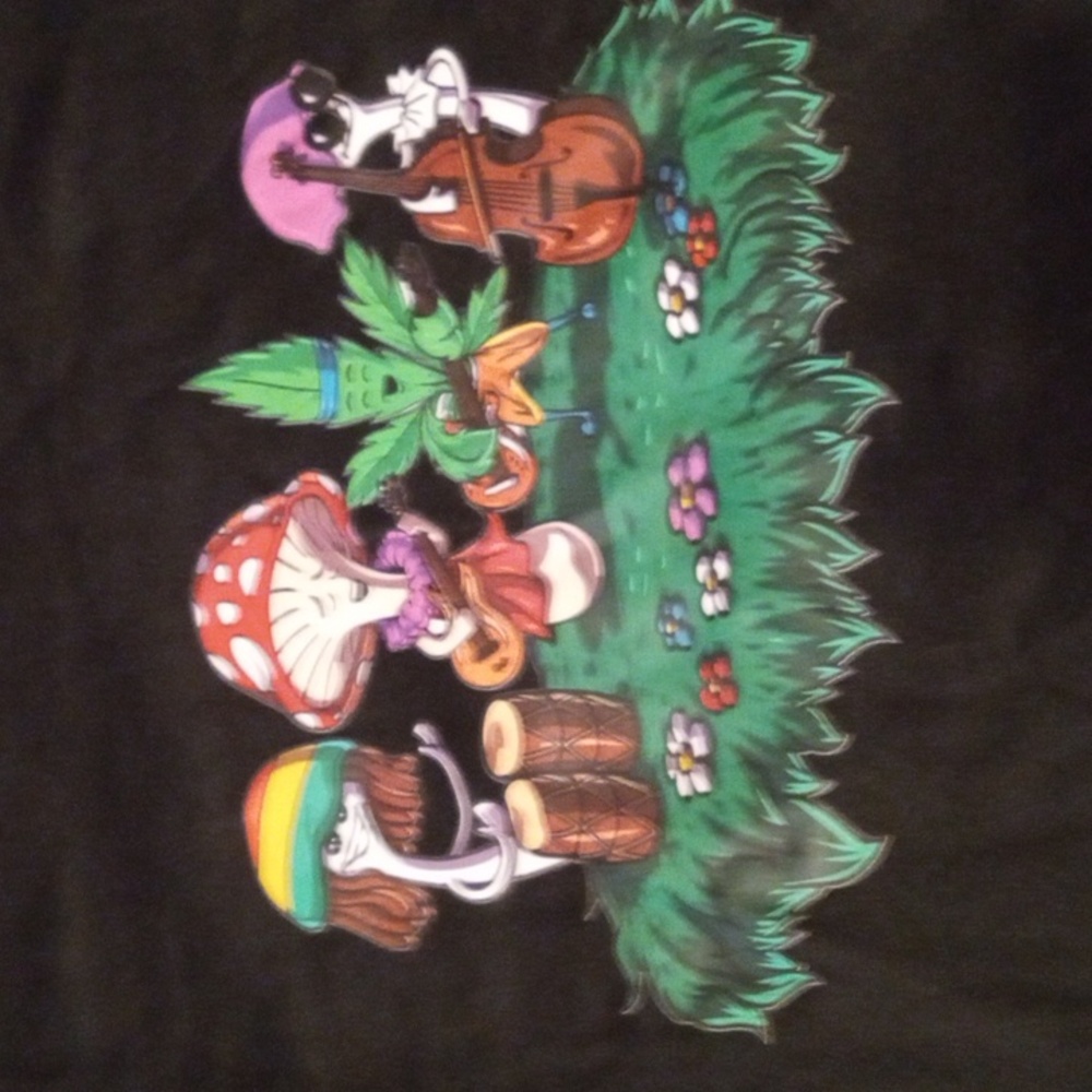 Hippie band fungi cannabis shirt extra large black